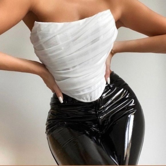 NEW Chiffon Boned Strapless Angled Corset Top - Picture 4 of 12